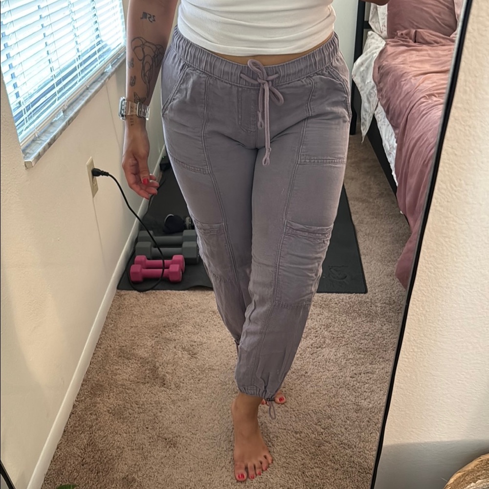 Nicole Miller Purple Track Joggers Relaxed Fit